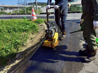 切断部分の敷きなおし